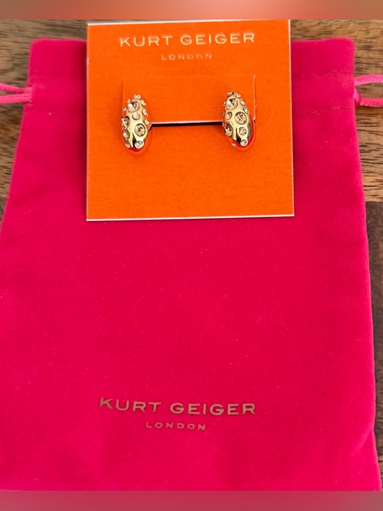 Kurt Geiger Jewelry - Kurt Geiger Gold-Tone Bombay Pave Cubic Zirconia Hoop Earrings NWT